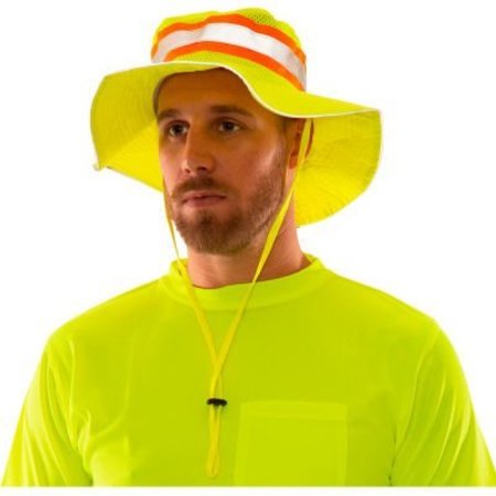 TINGLEY Tingley® Enhanced Visibility Ranger Hat, Fluorescent Lime, Polyester, L/XL H73222.L-XL